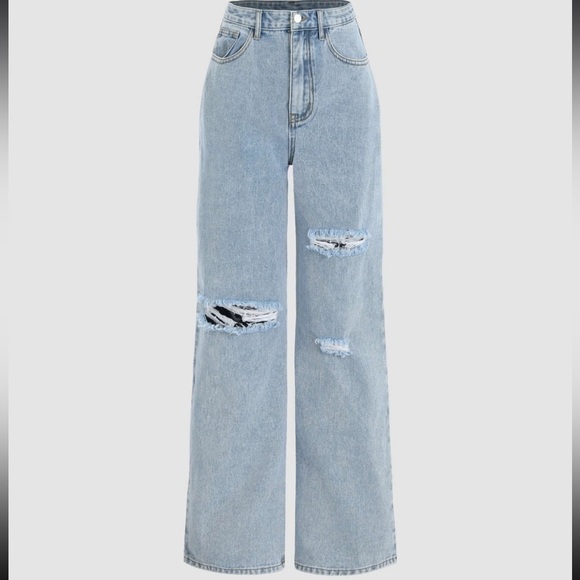 Cider | NWT Blue Denim Basic Ripped Distressed High Waist 5 Pocket Jeans XS - Picture 4 of 14